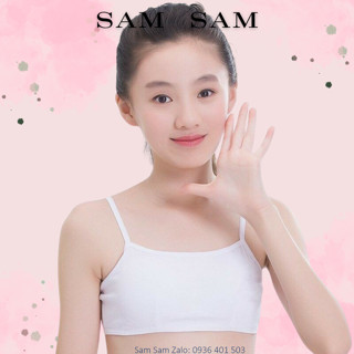 Áo lót Áo Lá học sinh 2 dây chất cotton 4 chiều thoáng mát mặc trong áo dài không mút dạng ngắn mặt trước 2 lớp cấp 1 3