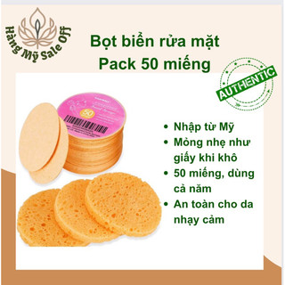 (NK Mỹ ) Bọt biển rửa mặt- bông mút rửa mặt - Pack 50 miếng - Hàng Mỹ Sale Off