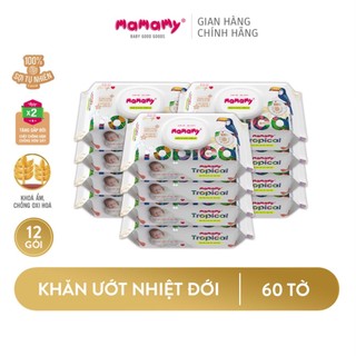 Khăn giấy ướt 100% sợi tự nhiên và rayon Mamamy Tropical 60 tờ/gói