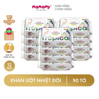 Khăn giấy ướt 100% sợi tự nhiên và rayon Mamamy Tropical 90 tờ/gói