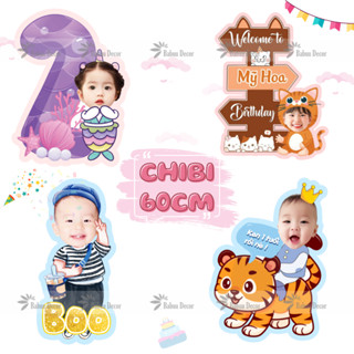 In hình chibi size lớn 60cm trang trí sinh nhật cho bé trai và bé gái