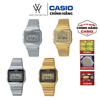 Đồng Hồ Nam/Nữ A700 Tinh Tế Thanh Lịch Mặt Kính Khoáng Vuông 35.5mm Chống Nước Dây Kim Loại Cao Cấp Chính Hãng CASIO