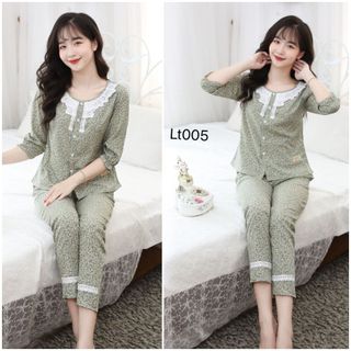 [Bunnysky] Đồ bộ mặc nhà, mặc sau sinh, đồ bộ nữ, bộ quần áo nữ mặc nhà cổ zen khuy cài