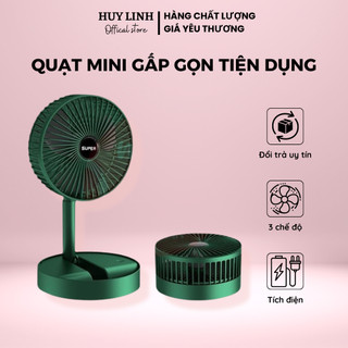 Quạt mini tích điện gấp gọn tiện dụng cho mùa hè siêu mát dùng lên đến 8h, Quạt mini gấp gọn