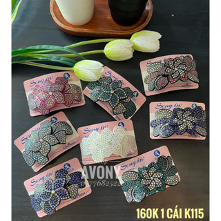 Kẹp đuôi tóc - Cặp tóc sau nhựa đính đá màu hình hoa hình bướm Song in