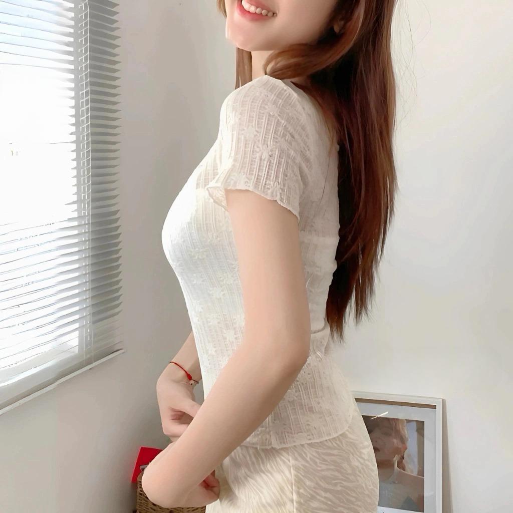 Áo lưới Ren Hoa Xuyên Thấu Dáng Dài Có Lót Trong xinh xắn, áo Ren Hoa Kiểu Sexy Chất Len Guvia ADD48 | BigBuy360 - bigbuy360.vn