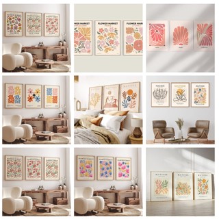 Tranh canvas set 3 tranh chủ đề hoa, lá trang trí phòng khách, phòng ngủ, homestay.