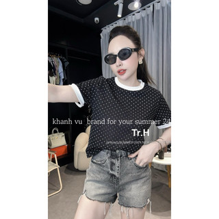 Áo cotton chấm bi viền cổ qcl1
