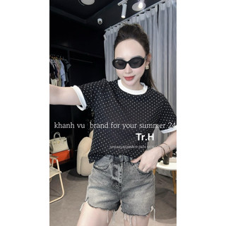 Áo cotton chấm bi viền cổ qcl1