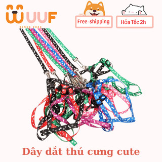 Dây dắt chó mèo + dây yếm đai yên ngựa nhỏ xinh cho chó mèo (2 size) loại 1 lớp mỏng nhẹ