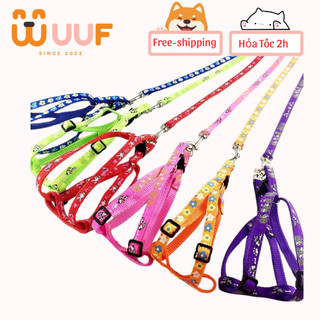 Dây dắt chó mèo + dây yếm đai yên ngựa nhỏ xinh cho chó mèo (2 size) loại 1 lớp