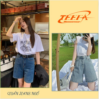 Quần short jeans nữ chất bò trơn mềm xinh xắn, jeandui3khuy/P11K10