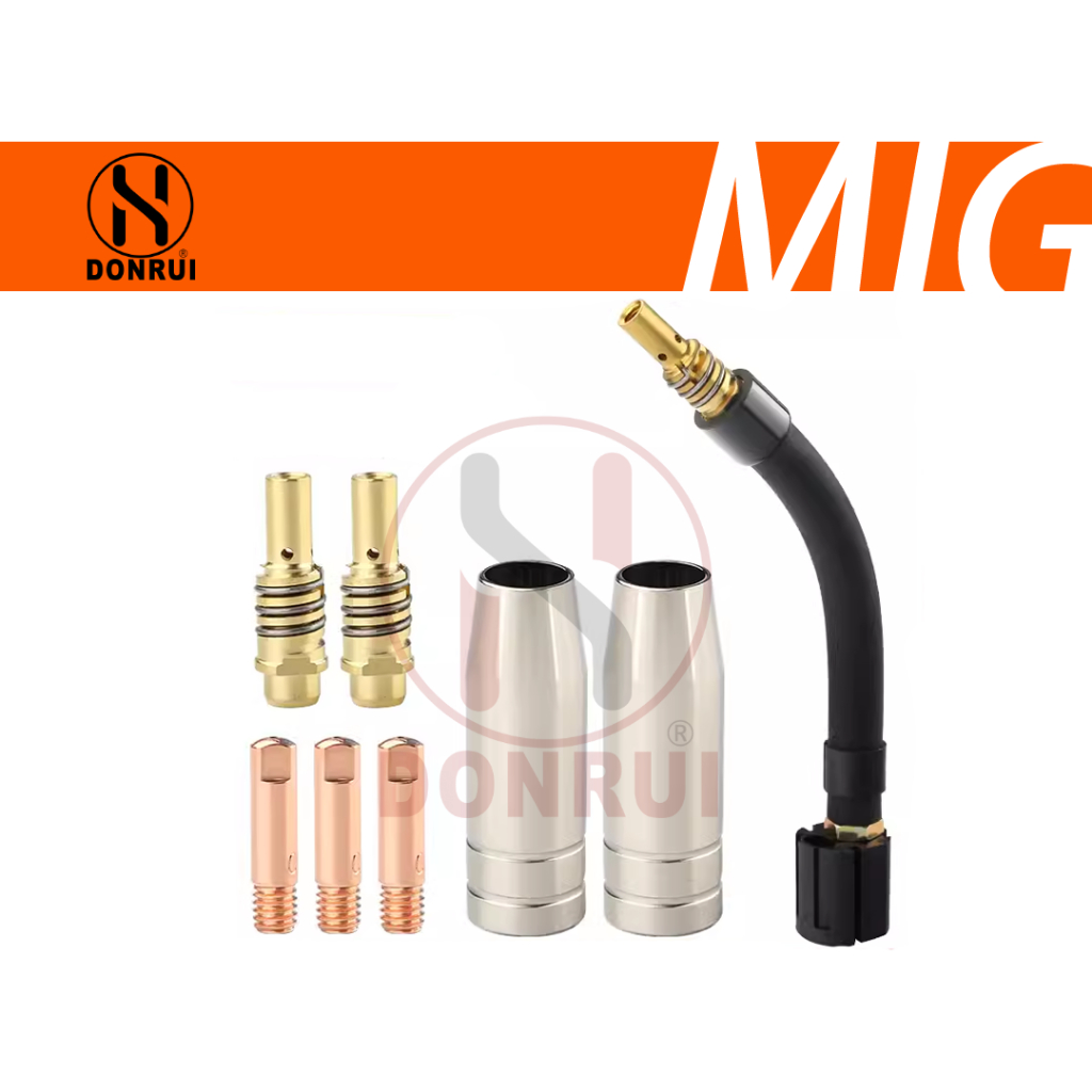 Nối bép 15AK Chụp khí súng hàn mig Béc hàn M6*25 15ak cong mỏ hàn Mig 15ak Phụ kiện MIG