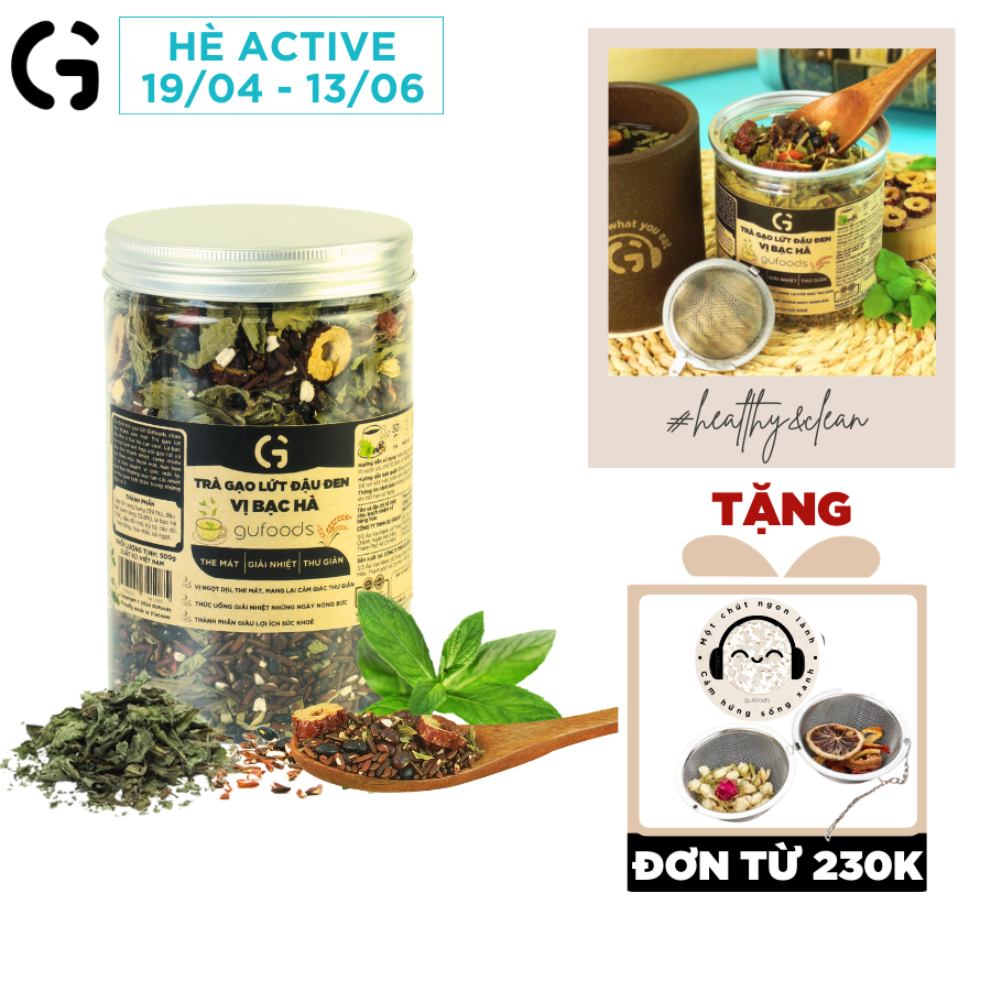 Trà gạo lứt đậu đen thanh nhiệt GUfoods - Tự nhiên, Healthy, Thanh lọc cơ thể, Mát gan, Ngủ ngon, Đa dạng vị (200g/500g)