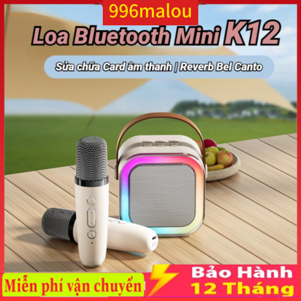 Bộ Loa Bluetooth + 2 Mic Không Dây Mini Hát Karaoke Tại Nhà K12, Có Thể Thay Đổi Giọng, Dễ Sử Dụng , BẢO HÀNH 12 THÁNG | BigBuy360 - bigbuy360.vn