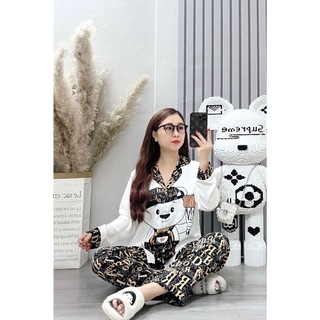 Đồ ngủ nữ ANH MỸ , đồ bộ mặc nhà cổ sen pijama tay dài quần dài official.anhmy SP0202