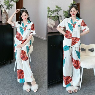 Đồ bộ pijama nữ ANH MỸ hoa lá dễ thương lụa mango bigsize 40-75kg tay ngắn quần dài SP0301