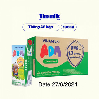 Thùng sữa tiệt trùng Vinamilk ADM Gold Có đường hộp 180ml (48 hộp)giá bán đã trừ khuyến mãi