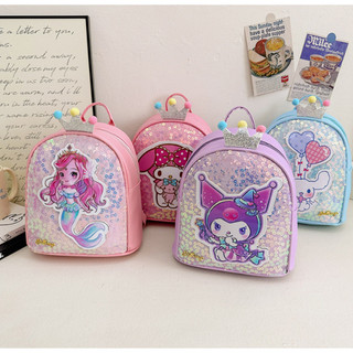 Sanrio balo cho bé đi học mầm non kuromi, thỏ tím stella lou, thỏ hồng melody, đính kim sa balo bé gái đi du lịch