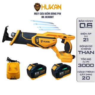 Máy cưa kiếm pin Hukan HI3088T Động cơ Nguyên khối, Tặng 4 Lưỡi cắt