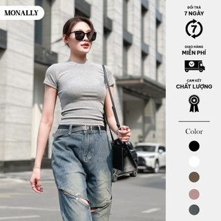 Áo croptop Monally bó cổ bo thường nhiều màu N7 M.ATNT.072