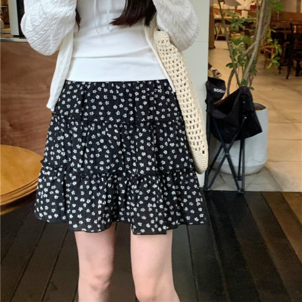 Chân váy hoa nhí cạp chun có lót trong, chân váy ngắn 3 tầng xoè ulzzang -V322 | BigBuy360 - bigbuy360.vn