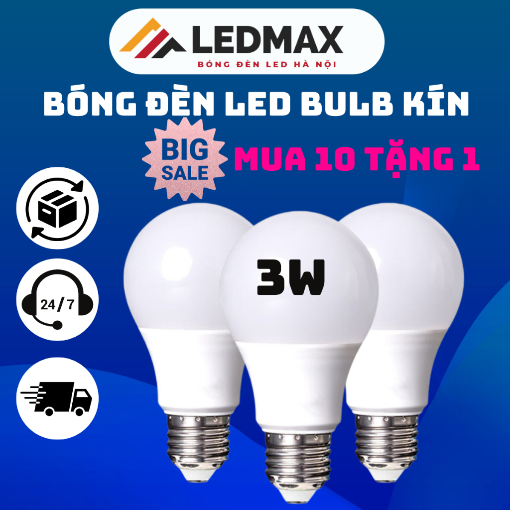 Bóng Đèn Led Bulb 3W Kín Nước,Bóng Đèn Led búp 3W Trang Trí Ngoài Trời, Sân Vườn,Quán, Cà Phê