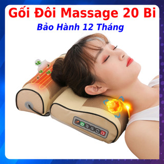 Gối massage cổ vai gáy hồng ngoại 20 bi - Có gối lưng thoải mái, an toàn cho người sử dụng
