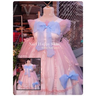 CÓ SẴN Đầm Lolita đầm cổ trang đầm công chúa vải voan kèm tay áo Nari Happy Skin