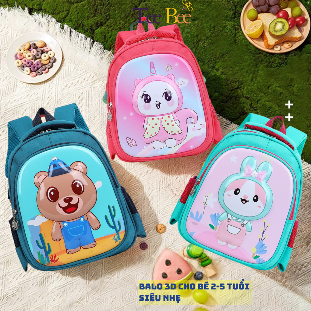 Balo đi học cho bé đi học mẫu giáo mầm non siêu nhẹ, Cặp sách cho bé trai bé gái chống thấm nước