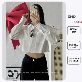 Áo sơ mi nữ dài tay emix, croptop, freesize dưới 53kg, chất thô boil smcrt86127_p0