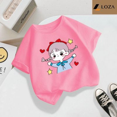Áo phông bé gái cotton 4 chiều - Áo thun trẻ em Loza Kids- AT2427