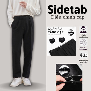 Quần Tây Nam, quần âu nam Sidetab điều chỉnh cạp FAJA, cạp cao, ống ôm vừa, vải co giãn mềm mịn, màu đen