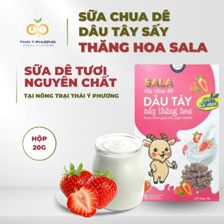 Sữa chua sấy thăng hoa Dâu Tây SALA, nuôi trồng và sản xuất tại nông trại Sữa Dê SALA hộp 20 gram