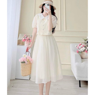 Sét Váy Dáng Dài Tiểu Thư HIBEESTORE, Đầm Thiết Kế Chất Liệu Tơ Cao Cấp Cho Nàng Nhẹ Nhàng Đi Dự Tiệc NTDR347UWDF432