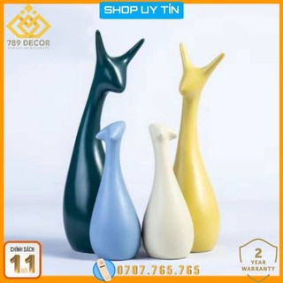 Tượng gia đình nai sứ 4 con