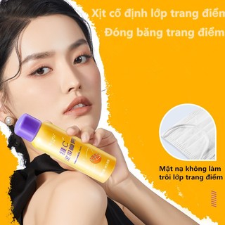 Chai xịt khóa lớp trang điểm dưỡng ẩm kiềm dầu chống thấm nước 100ml Xịt Khoáng Nhũ Khóa Trang Điểm vitamin C