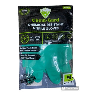 Găng tay nitrile chống hóa chất Chem Gard Malaysia size M, găng tay xanh Malaysia