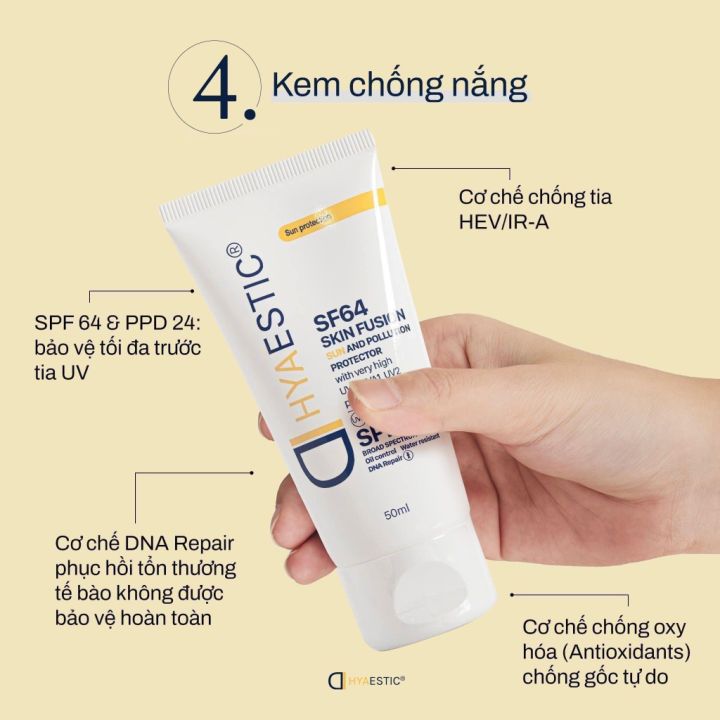 Kem chống nắng Hyaestic Skin Fusion Sun And Pollution SF64 SPF50+ 50ml KCN phổ rộng bảo vệ da tối đa