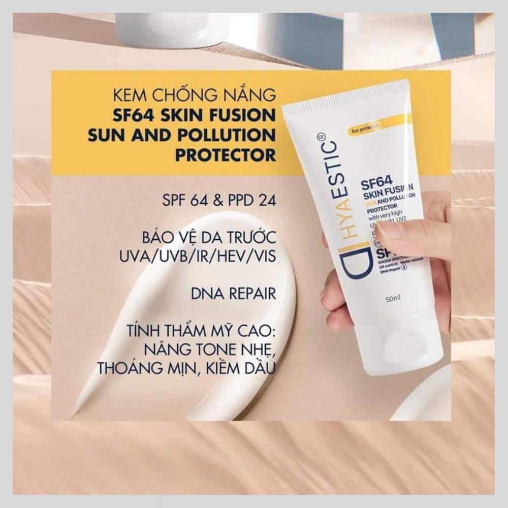 Kem chống nắng Hyaestic Skin Fusion Sun And Pollution SF64 SPF50+ 50ml KCN phổ rộng bảo vệ da tối đa