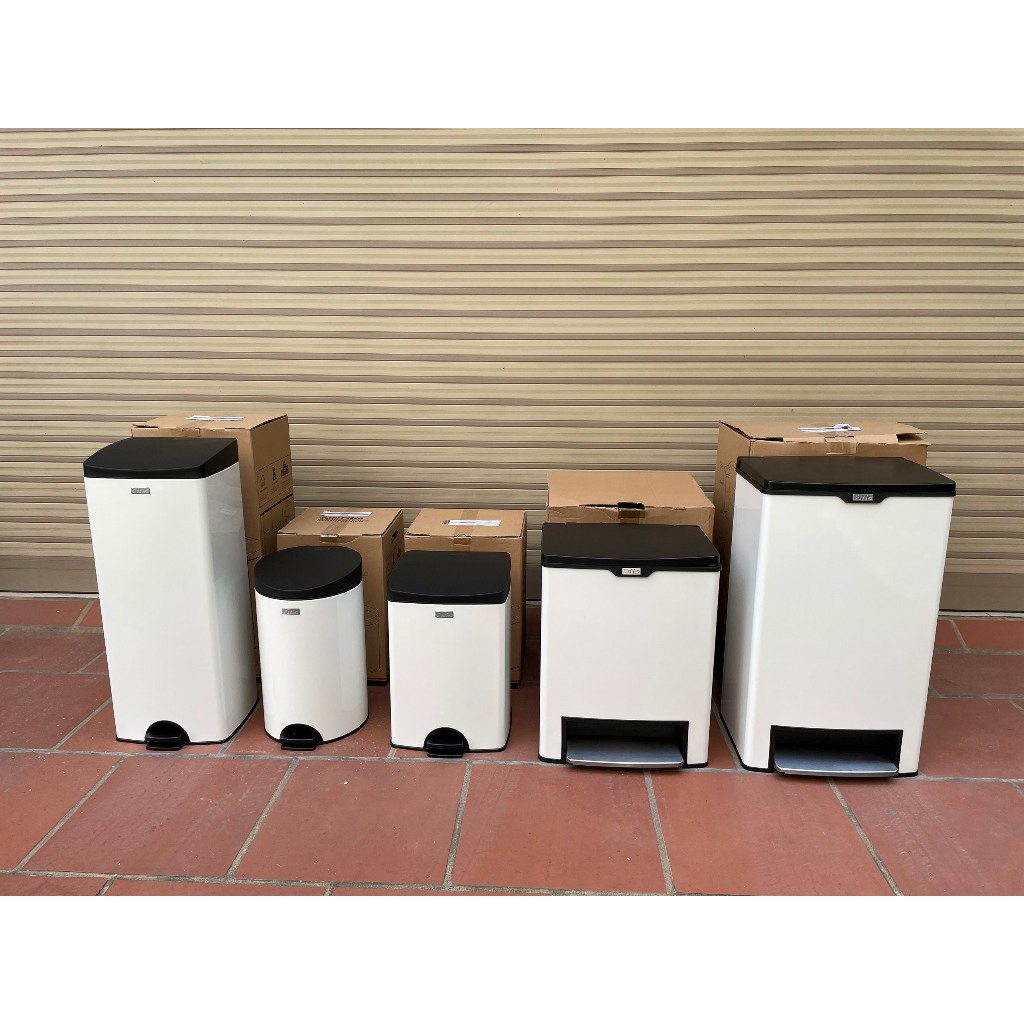 Thùng rác Fitis, inox fitis sơn tĩnh điện màu Trắng 12L, 15L, 22L