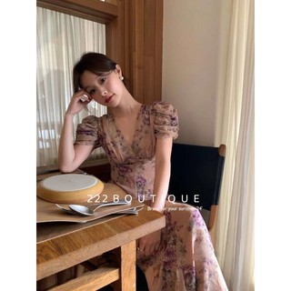 Váy hoa ngắn tay lụa newopen 0799