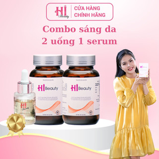Combo HiBeauty trắng da mờ nám thẩm thấu sâu viên uống và serum HiBeauty tinh chất đánh bay nám