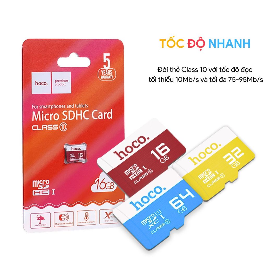 Thẻ nhớ TF Hoco dùng cho camera và điện thoại 32G 64G 128G tốc độ cao