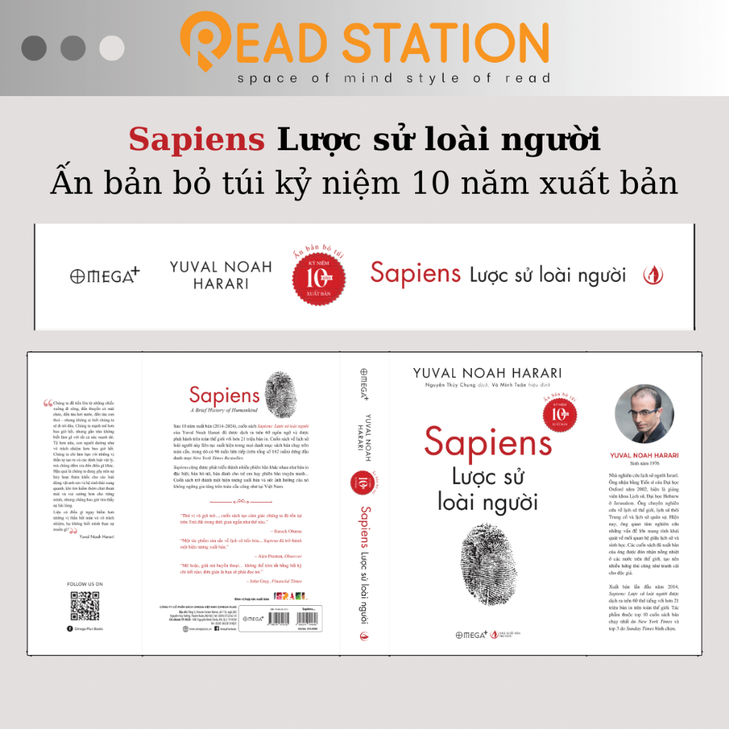 Sách: SAPIENS - Lược sử loài người (Ấn bản bỏ túi - Kỷ niệm 10 năm xuất bản) (by Yuval Noah Harari - Omega Plus)