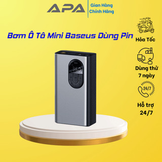 Máy bơm lốp ô tô Baseus📌MIỄN SHIP📌 cầm tay vỏ nhôm sử dụng pin sạc BẢO HÀNH 12 tháng - dùng cho xe máy xe hơi xe đạp