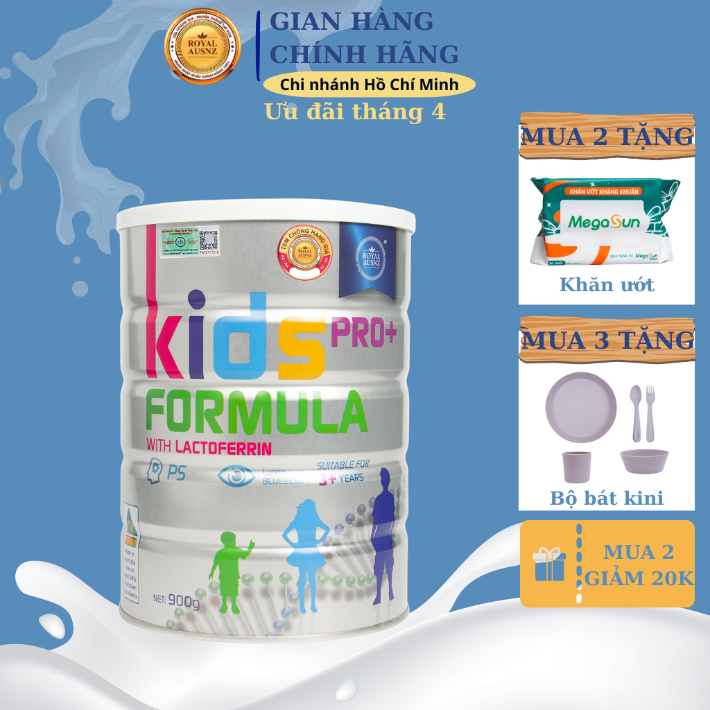 Sữa Bột Hoàng Gia Úc ROYAL AUSNZ Kids Formula Bổ Sung Dưỡng Chất Giúp Phát Triển Toàn Diện Cho Trẻ Từ 3-18 Tuổi, 900g