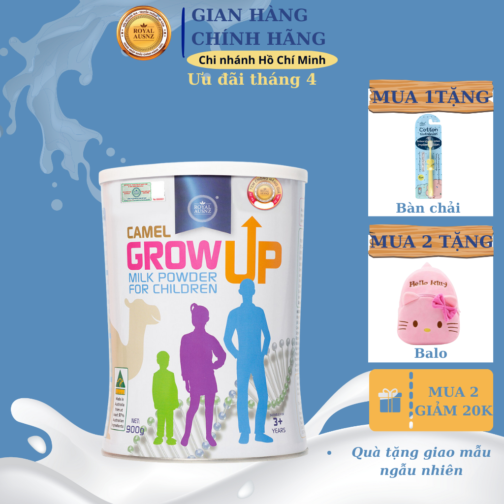 Sữa Tăng Chiều Cao Cho Bé ROYAL AUSNZ Camel Grow Up Milk Powder Cho Trẻ Từ 3 Tuổi hộp 900g