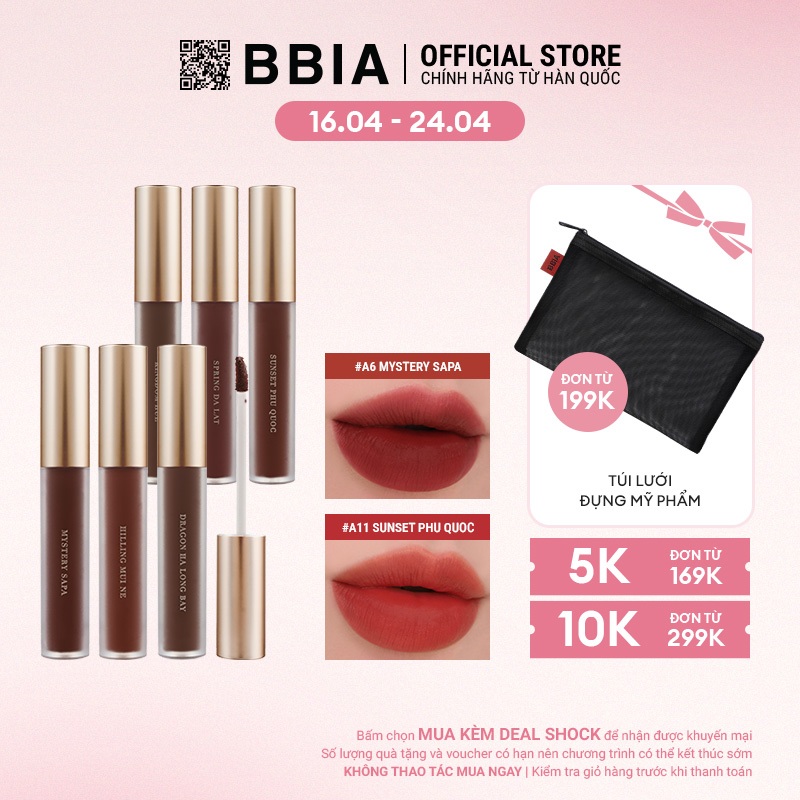 Son Kem Lì Bbia Last Velvet Lip Tint ASIA EDITION Version 2 (6 Màu) 5g Bbia Official Store