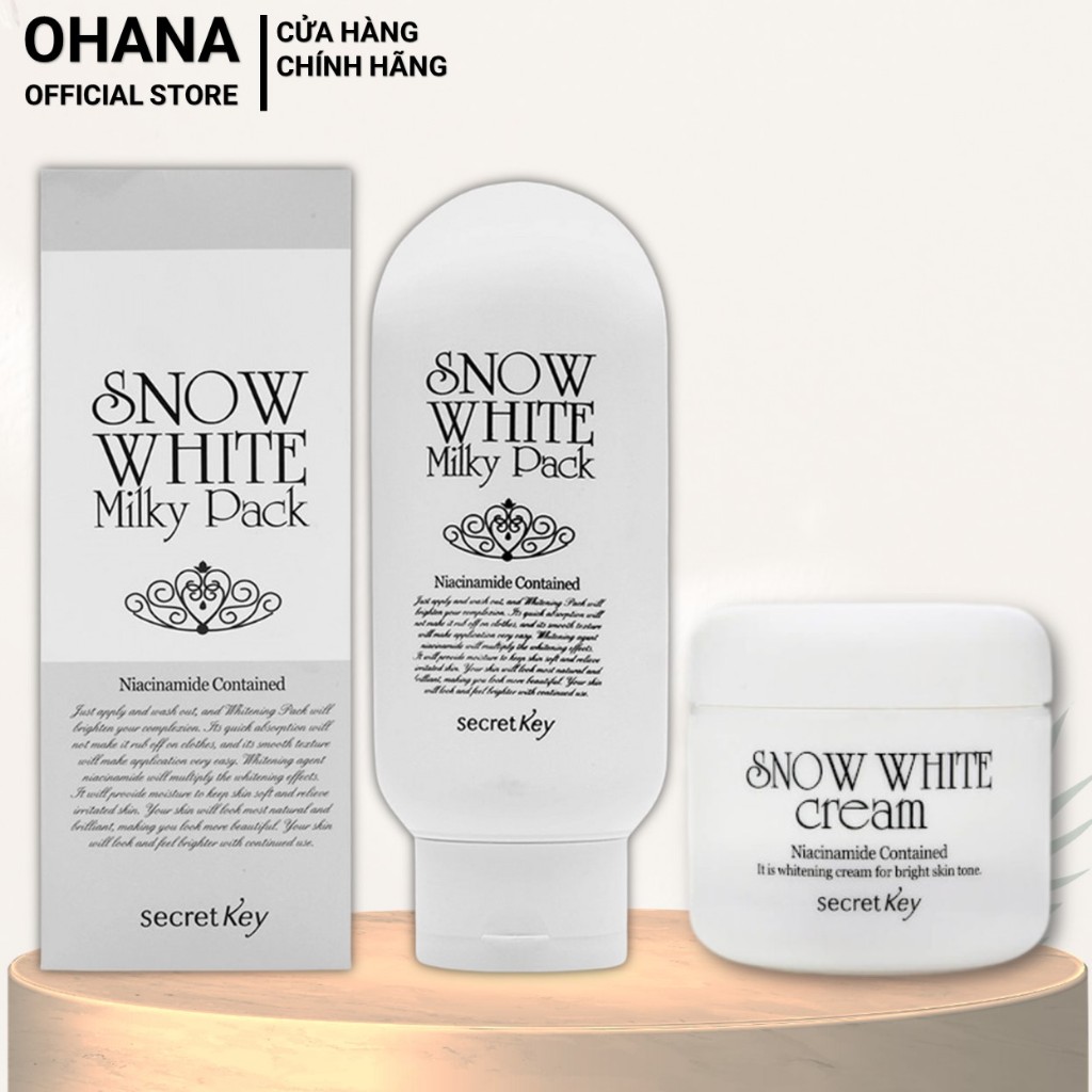 Kem Tắm Trắng, Dưỡng Trắng Snow White Secret Key Snow White Milky Pack (50g/200g)